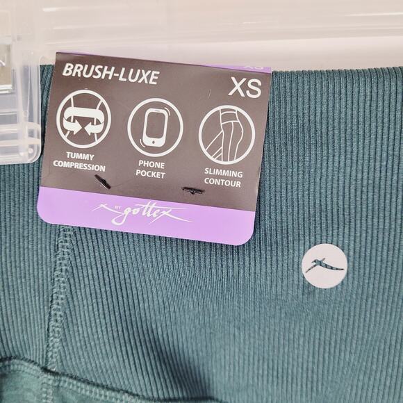 New X By Gottex Womens Premium Brushed Green Slimming Full Length Leggings - Picture 11 of 11